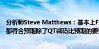 分析师Steve Matthews：基本上FOMC声明中的所有内容都符合预期除了QT减码比预期的要多一点