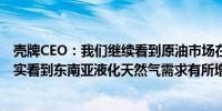 壳牌CEO：我们继续看到原油市场在下半年继续收紧我们确实看到东南亚液化天然气需求有所增长