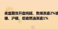 夜盘期货开盘纯碱、焦煤涨逾2%玻璃、焦炭、铁矿石、沪镍、沪银、低硫燃油涨逾1%