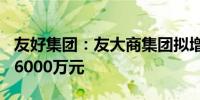 友好集团：友大商集团拟增持股份3000万元-6000万元