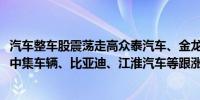 汽车整车股震荡走高众泰汽车、金龙汽车双双涨停东风汽车、中集车辆、比亚迪、江淮汽车等跟涨