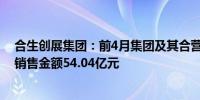 合生创展集团：前4月集团及其合营公司及联营公司总合约销售金额54.04亿元