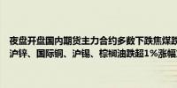 夜盘开盘国内期货主力合约多数下跌焦煤跌超2%沪镍、焦炭、铁矿石、沪锌、国际铜、沪锡、棕榈油跌超1%涨幅方面烧碱、棉纱小幅上涨