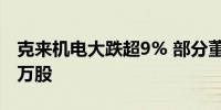 克来机电大跌超9% 部分董事拟减持不超168万股