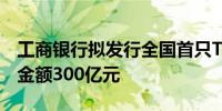 工商银行拟发行全国首只TLAC非资本债发行金额300亿元