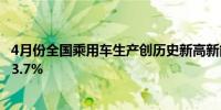 4月份全国乘用车生产创历史新高新能源汽车零售渗透率达43.7%