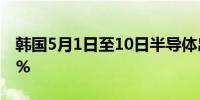 韩国5月1日至10日半导体出口同比增长52.0%