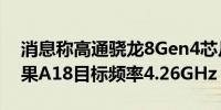 消息称高通骁龙8Gen4芯片重新设计迎战苹果A18目标频率4.26GHz