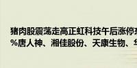 猪肉股震荡走高正虹科技午后涨停东瑞股份、金新农涨超5%唐人神、湘佳股份、天康生物、华统股份等跟涨