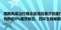 细胞免疫治疗概念震荡回落济民医疗、南华生物跌停泰林生物跌超8%南京新百、四环生物等跟跌