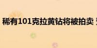 稀有101克拉黄钻将被拍卖 预计超5000万元