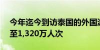 今年迄今到访泰国的外国游客同比增长39%至1,320万人次