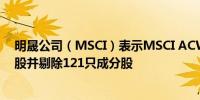 明晟公司（MSCI）表示MSCI ACWI指数将增加42只成分股并剔除121只成分股