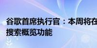 谷歌首席执行官：本周将在美国推出人工智能搜索概览功能