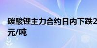 碳酸锂主力合约日内下跌2.00%现报104150元/吨