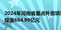 2024年河南省重点外资项目推进计划发布 总投资694.99亿元