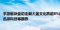 手游板块盘初走弱大晟文化跌超8%凯撒文化跌超6%汤姆猫、迅游科技等跟跌