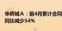 华侨城Ａ：前4月累计合同销售金额60.2亿元同比减少54%