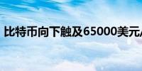 比特币向下触及65000美元/枚日内跌1.85%