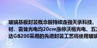 玻璃基板封装概念股持续走强天承科技、帝尔激光、德龙激光、三超新材、雷曼光电均20cm涨停沃格光电、五方光电等多股封板消息上英伟达GB200采用的先进封装工艺将使用玻璃基板