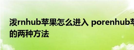 泼rnhub苹果怎么进入 porenhub苹果进入的两种方法