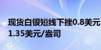 现货白银短线下挫0.8美元日内跌超1%现报31.35美元/盎司