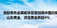 港股有色金属板块显著回调中国白银集团跌超10%紫金矿业、山东黄金、灵宝黄金跌超4%