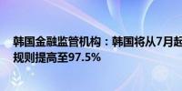 韩国金融监管机构：韩国将从7月起将银行的流动性覆盖率规则提高至97.5%