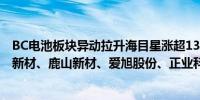 BC电池板块异动拉升海目星涨超13%裕兴股份涨超6%宇邦新材、鹿山新材、爱旭股份、正业科技等跟涨