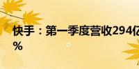 快手：第一季度营收294亿元 同比增长16.6%