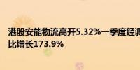 港股安能物流高开5.32%一季度经调整净利润约2.09亿元同比增长173.9%