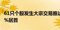 61只个股发生大宗交易雅达股份折价率30.84%居首