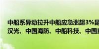 中船系异动拉升中船应急涨超3%昆船智能、久之洋、中船汉光、中国海防、中船科技、中国重工等跟涨