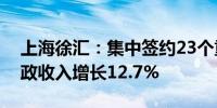 上海徐汇：集中签约23个重大项目一季度财政收入增长12.7%