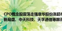 CPO概念股震荡走强意华股份涨超8%博创科技、锐捷网络、新易盛、中天科技、天孚通信等跟涨