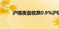 沪锡夜盘收跌0.9%沪铝则涨0.6%