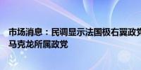 市场消息：民调显示法国极右翼政党有望在欧盟选举中击败马克龙所属政党