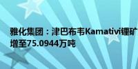 雅化集团：津巴布韦Kamativi锂矿资源量更新 碳酸锂当量增至75.0944万吨