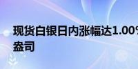 现货白银日内涨幅达1.00%现报31.84美元/盎司