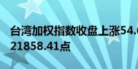 台湾加权指数收盘上涨54.64点涨幅0.25%报21858.41点