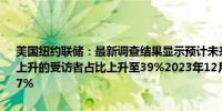 美国纽约联储：最新调查结果显示预计未来一年联邦学生债务减免金额上升的受访者占比上升至39%2023年12月份执行之前一次调查时为28.7%