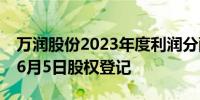 万润股份2023年度利润分配：每10股派3元 6月5日股权登记