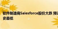 软件制造商Salesforce股价大跌 预计财季营收增速将降至历史最低