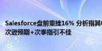 Salesforce盘前重挫16% 分析指其Q1营收自2006年以来首次逊预期+次季指引不佳