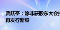 贾跃亭：除非获股东大会批准 否则未来不会再发行新股