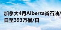 加拿大4月Alberta省石油产量下降11.3万桶/日至393万桶/日