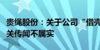 贵绳股份：关于公司“借壳”、“重组”的相关传闻不属实