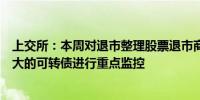 上交所：本周对退市整理股票退市商城以及个别波动幅度较大的可转债进行重点监控