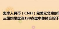 离岸人民币（CNH）兑美元北京时间04:59报7.2537元较周三纽约尾盘涨198点盘中整体交投于7.2736-7.2477元区间