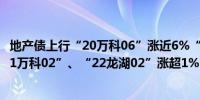 地产债上行“20万科06”涨近6%“22万科06”涨超2%“21万科02”、“22龙湖02”涨超1%